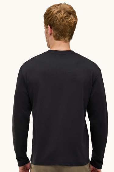 Bărbați - Tricou cu mânecă lungă - relaxed fit - negru