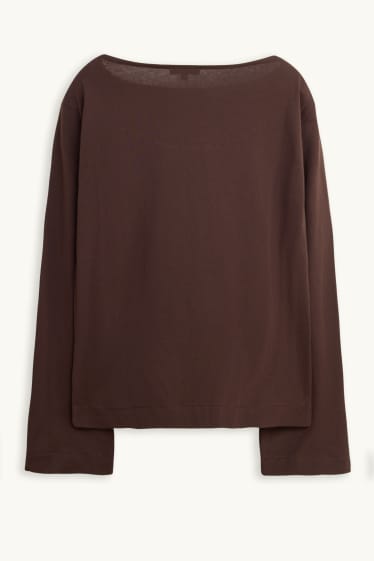 Dames - Longsleeve - relaxed fit - donkerbruin