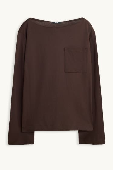 Dames - Longsleeve - relaxed fit - donkerbruin
