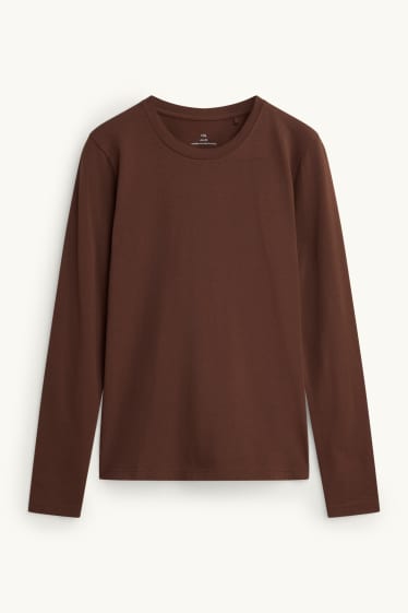 Dames - Longsleeve - slim fit - bruin