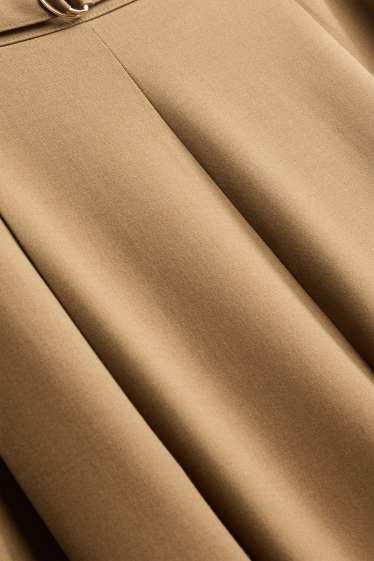 Dona - Pantalons de tela amb cinturó - high waist - wide leg - beix