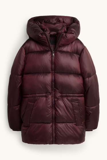 Damen - Steppjacke mit Kapuze - gefüttert - bordeaux