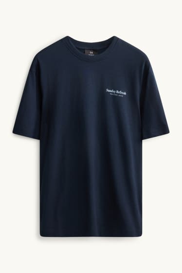 Heren - T-shirt - relaxed fit - donkerblauw
