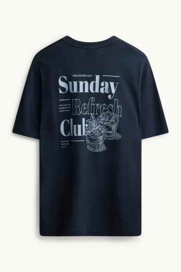 Heren - T-shirt - relaxed fit - donkerblauw