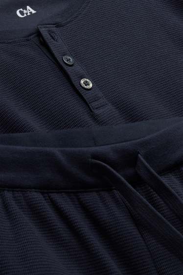Uomo - Pigiama - tessuto tramato - blu scuro