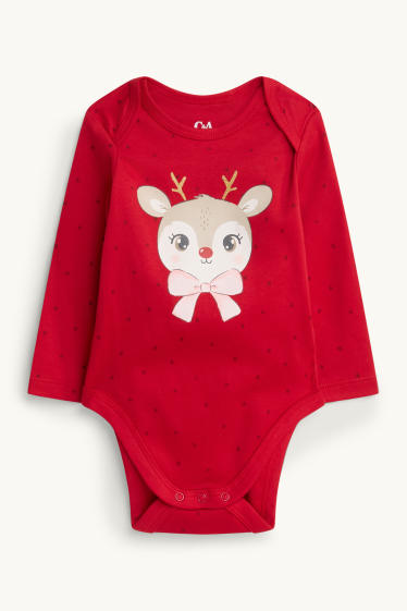 Bébés filles - Renne - body de Noël pour bébé - effet brillant - rouge