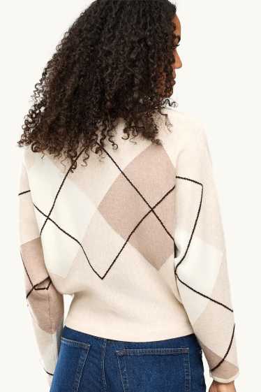 Women - Jumper - check - beige / brown
