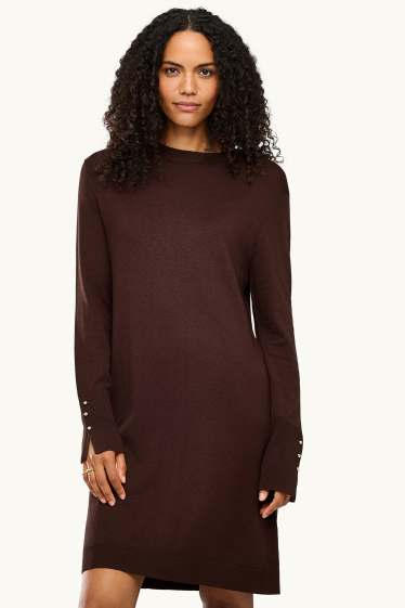 Damen - Strickkleid - Straight Fit - dunkelbraun