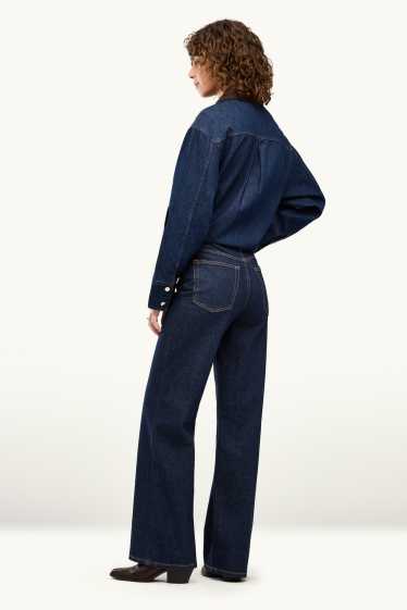 Femmes - Wide leg jean - high waist - jean bleu foncé