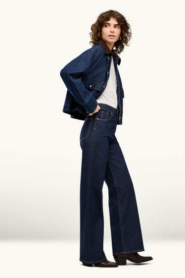 Femmes - Wide leg jean - high waist - jean bleu foncé