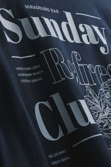 Heren - T-shirt - relaxed fit - donkerblauw