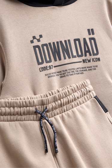 Kinderen: jongens - Set - hoodie en cargojoggingbroek - 2-delig - beige