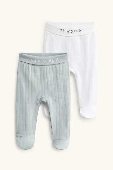 Unisex - Set van 2 - babypyjamabroek - geribd - zuiver wit
