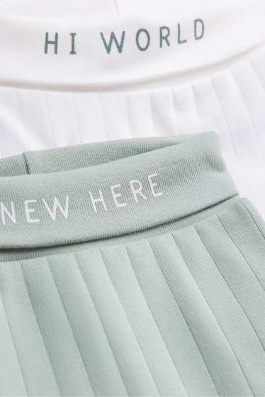 Unisex - Set van 2 - babypyjamabroek - geribd - zuiver wit