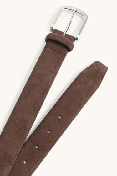 Men - Belt - faux leather - brown
