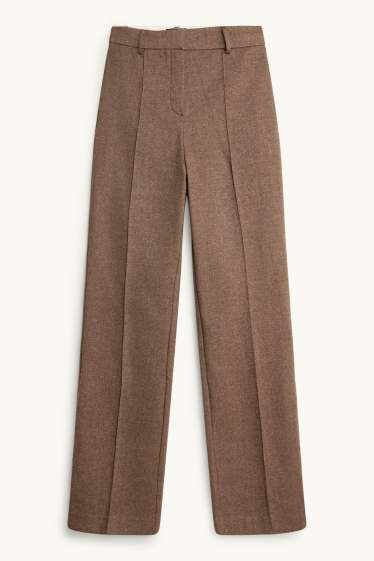 Donna - Pantaloni business in twill - vita media - straight fit - marrone