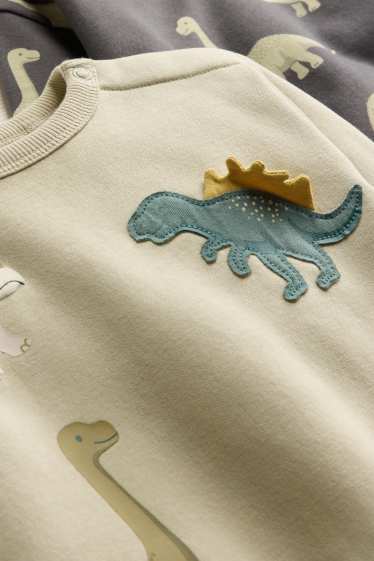 Neonati - Confezione da 3 - dinosauro - felpa per neonati - verde / bianco crema