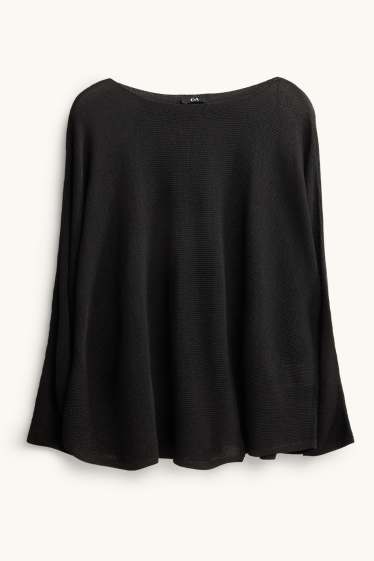 Women - Jumper - ribbed - black