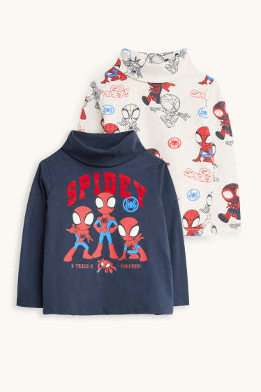 Nen - Paquet de 2 - Spidey - samarreta de coll alt - blau fosc / gris