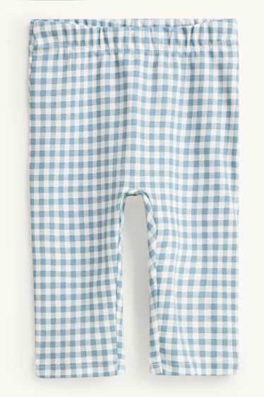 Baby Buben - Igel - Baby-Pyjama - 2 teilig - kariert - blau / weiß