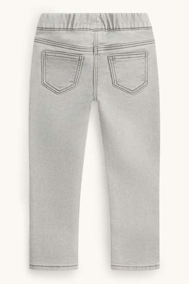 Kinder Mädchen - Schleife - Skinny Jeans - Thermojeans - Glanz-Effekt - helljeansgrau