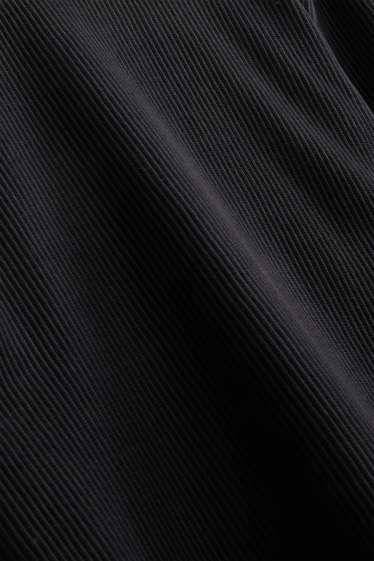 Mężczyźni - T-shirt - relaxed fit - w prążki - czarny