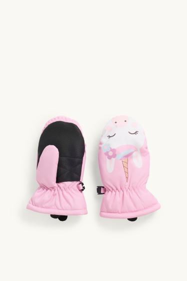 Kinderen: meisjes - Eenhoorn - wanten - wit / roze