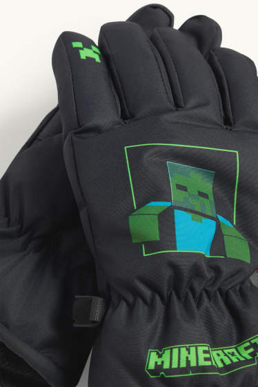 Kinder Buben - Minecraft - Handschuhe - dunkelgrün / schwarz