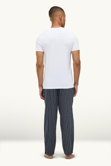 Herren - Multipack 2er - Pyjamahose - dunkelblau / weiß