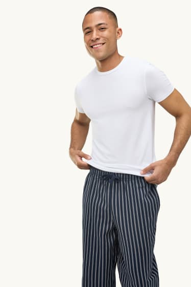 Herren - Multipack 2er - Pyjamahose - dunkelblau / weiß