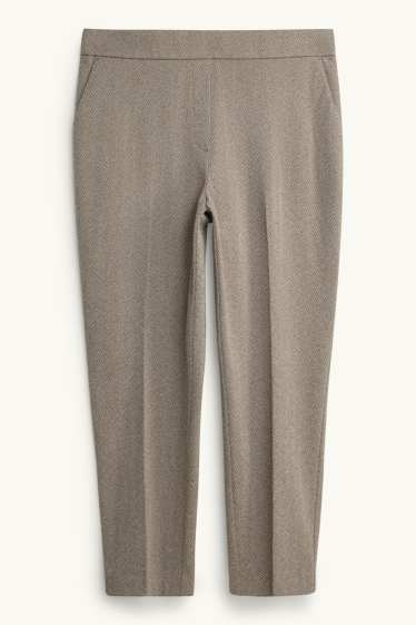 Femmes - Pantalon en toile - high waist - tapered fit - à motif - marron