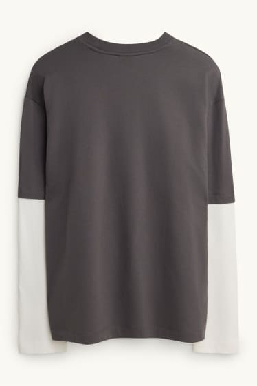 Men - T-shirt - relaxed fit - dark gray