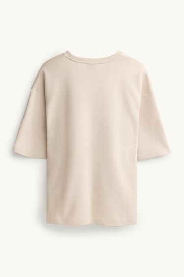 Men - T-shirt - oversized - textured - light beige