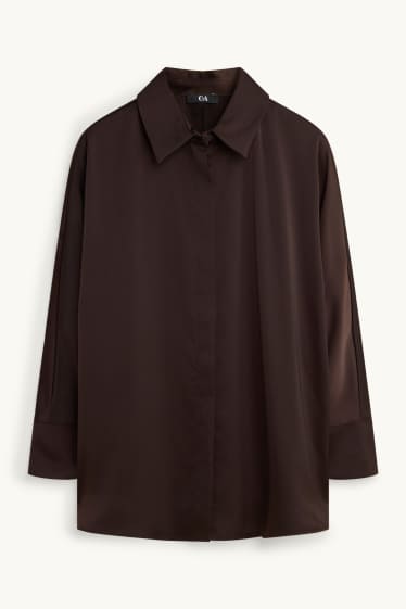 Femmes - Chemisier en satin - marron foncé