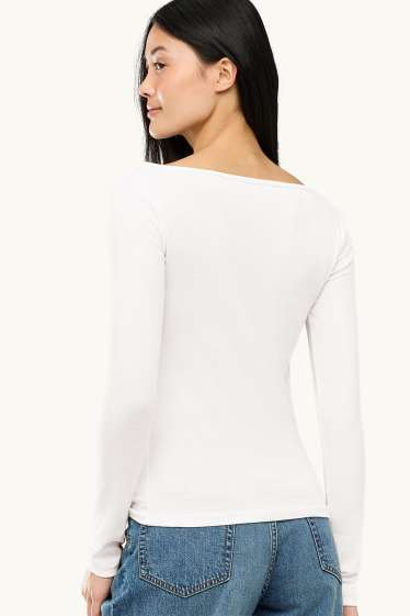 Dames - Longsleeve - slim fit - crème wit