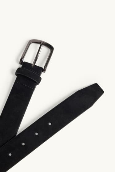 Herren - Gürtel - Velourslederimitat - schwarz