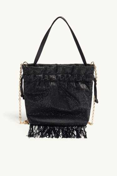 Femmes - Sac à bandoulière orné de strass - noir / or