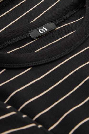 Dona - Samarreta de mànigues llargues - slim fit - de ratlles - negre/blanc