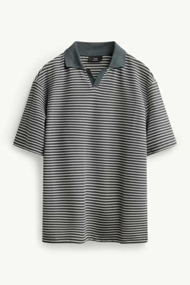 Home - Polo - relaxed fit - de ratlles - verd fosc / blanc