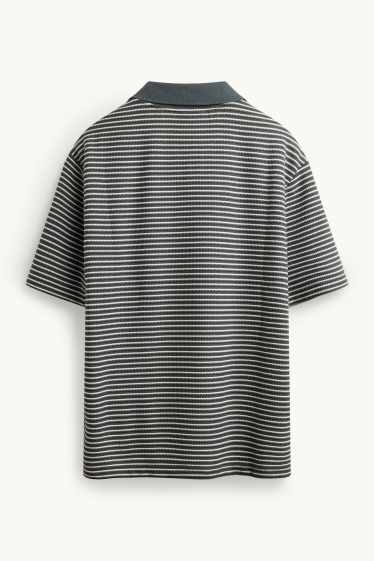 Home - Polo - relaxed fit - de ratlles - verd fosc / blanc