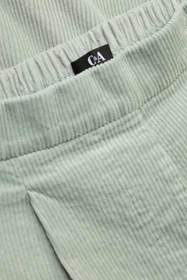 Femmes - Pantalon en velours côtelé - high waist - tapered fit - LYCRA® - vert clair