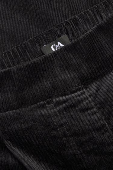 Women - Corduroy trousers - high waist - tapered fit - LYCRA® - black