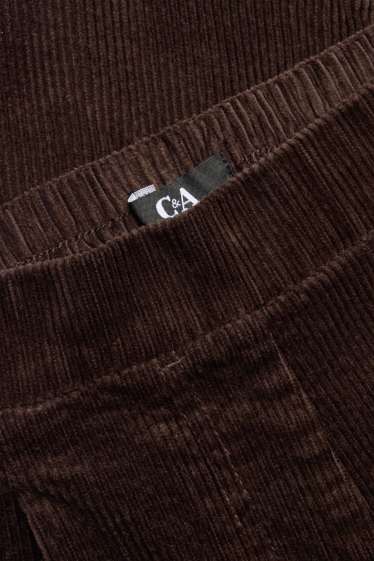 Femmes - Pantalon en velours côtelé - high waist - tapered fit - LYCRA® - marron foncé