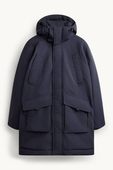 Uomo - Parka con cappuccio - foderato - blu scuro