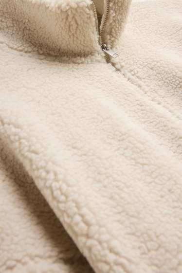Men - Oversized teddy fur sweatshirt - cremewhite