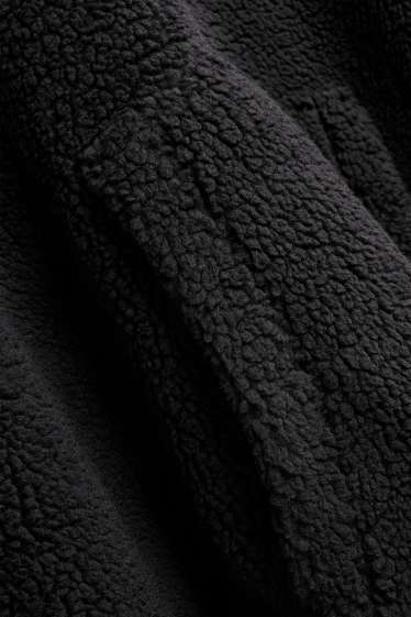 Men - Oversized teddy fur hoodie - black