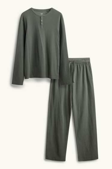 Hommes - Pyjama - texturé - vert foncé