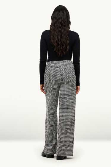 Femmes - Pantalon en finition bouclée - high waist - wide leg - gris chiné