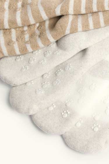 Baby Mädchen - Multipack 3er - Bärchen - Baby-Noppensocken mit Motiv - beige / braun