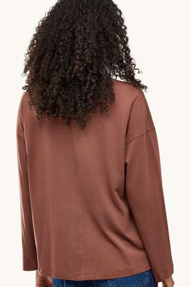 Femmes - Haut à manches longues - relaxed fit - marron